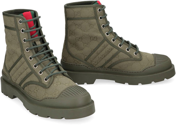 gucci laced boots in fabric